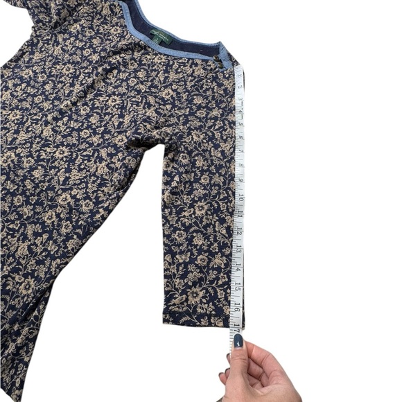 Vintage Lauren Ralph Lauren Fit and Flare Floral Dress Size Small Blue Cream 038 - Picture 8 of 9